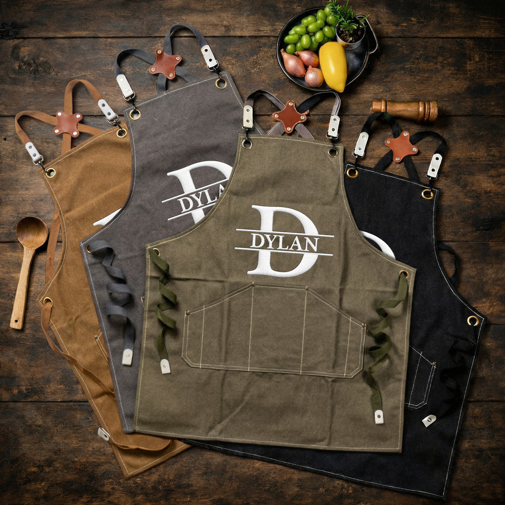 Vintage Monogram, Custom Name Gift For Him - Personalized Apron
