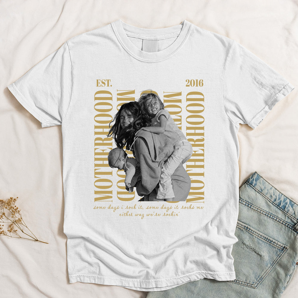 Vintage Motherhood Photo Shirt Trendy Mama Shirt - Personalized Shirt