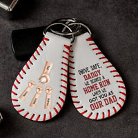 We Scored A Home Run When We Got You As Our Dad - Personalized Leather Baseball Keychain