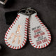 We Scored A Home Run When We Got You As Our Dad - Personalized Leather Baseball Keychain