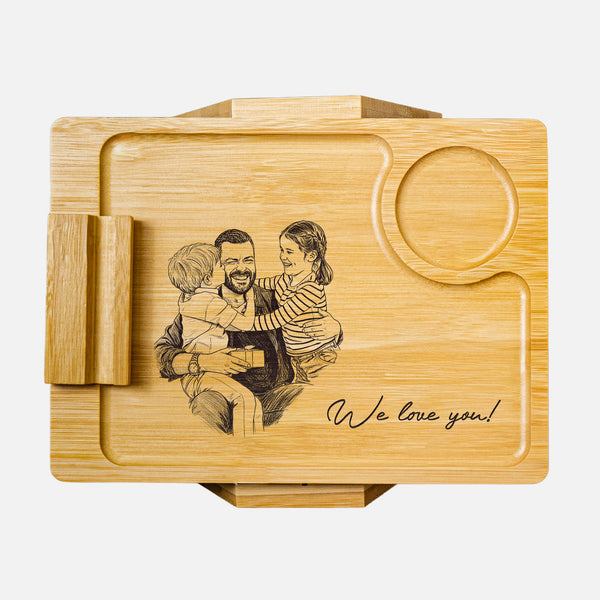 We Love You Dad Sketch Line Art Father's Day Gift For Husband - Personalized Couch Arm Table | Meaningful Gift From Kids & Wife