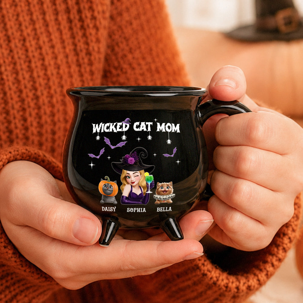 Personalized Wicked Pet Mom Cauldron Mug - Custom Halloween Gift for Dog & Cat Lovers
