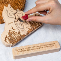 Father's Day Gifts, Wooden Wolf Family With Names - Personalized Wooden Wolf Family Puzzle