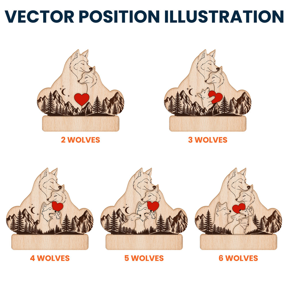 Father's Day Gifts, Wooden Wolf Family With Names - Personalized Wooden Wolf Family Puzzle
