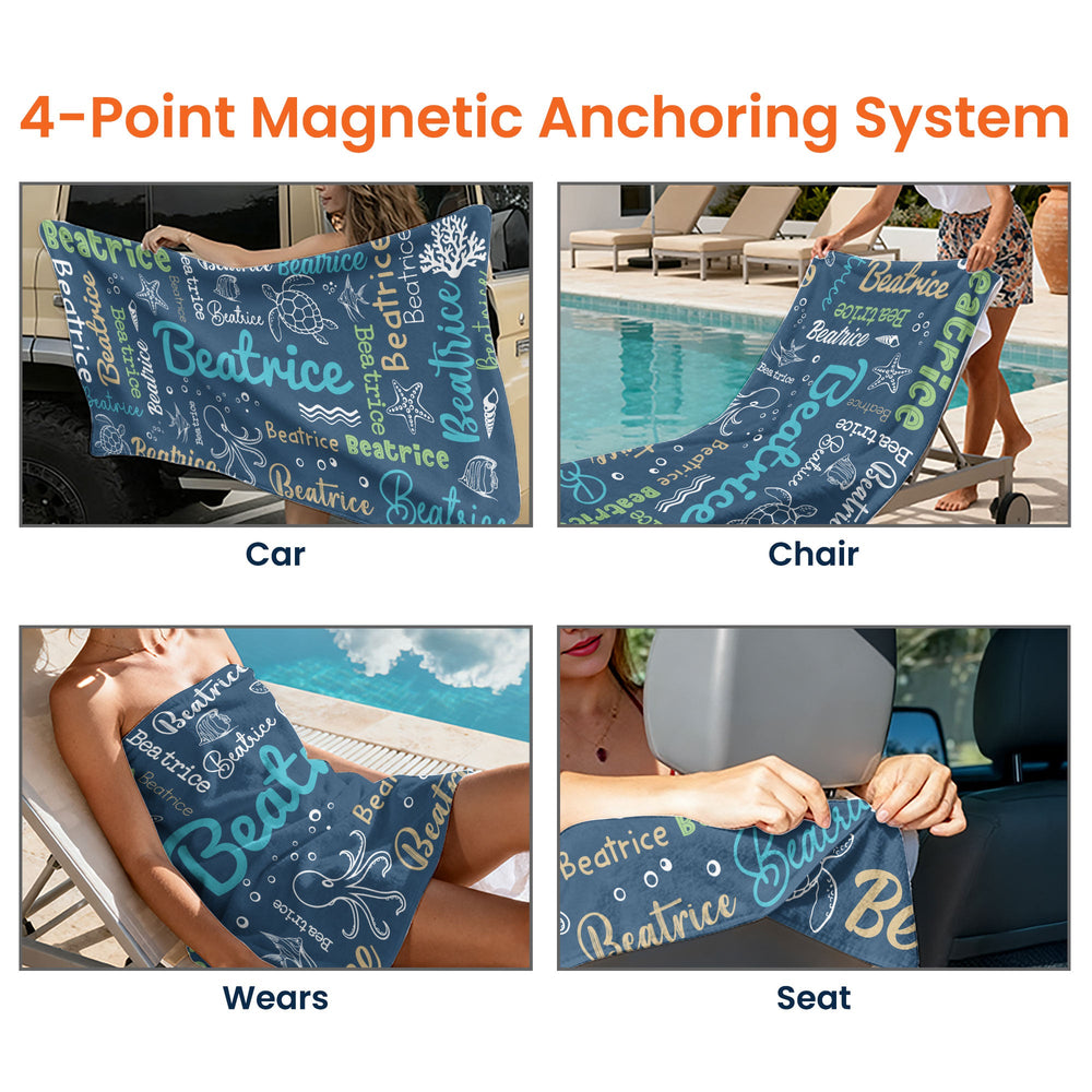 Word Art Names For Summer - Personalized Beach Towel