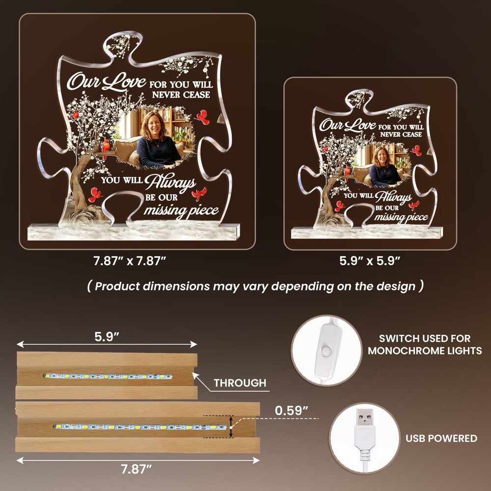 You Will Always Be Our Missing Piece Memorial Gift - Personalized Night Light