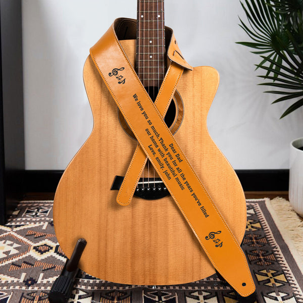 You've Filled Our Home With Beautiful Music - Personalized Leather Guitar Strap