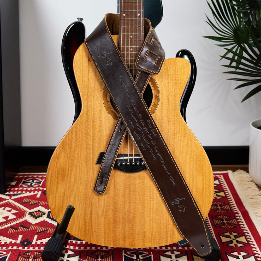 You've Filled Our Home With Beautiful Music - Personalized Leather Guitar Strap
