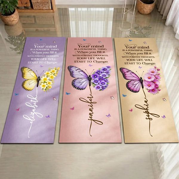 Your Mind Butterfly Birth Month Flower - Personalized Yoga Mat