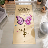 Your Mind Butterfly Birth Month Flower - Personalized Yoga Mat