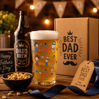 Best Dad Ever USA Flag Patriotic - Personalized Beer Glass