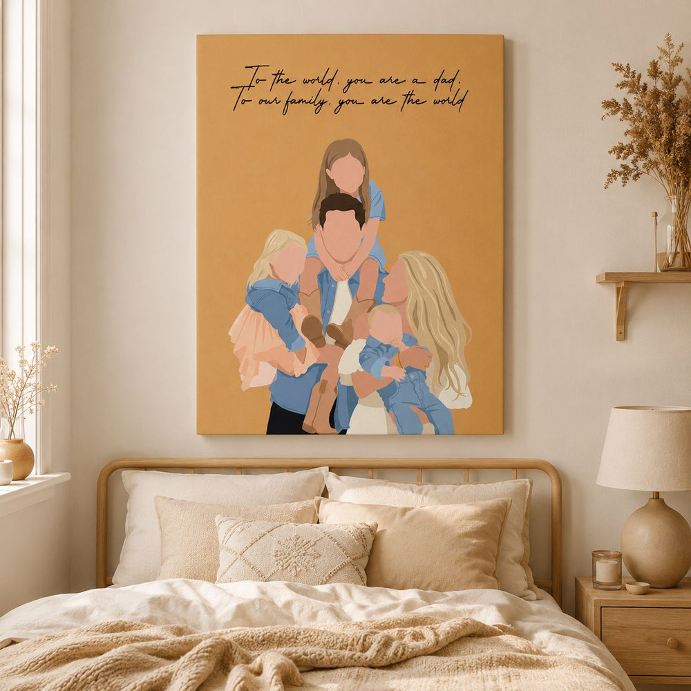 Father's Day Gift Custom Dad Portrait For Father, New Dad - Faceless Art - Personalized Poster | Custom Dad Wall Art