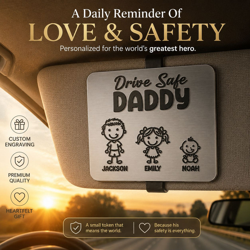Drive Safe Daddy Doodle - Personalized Car Visor Clip | Meaningful Gift For Dad