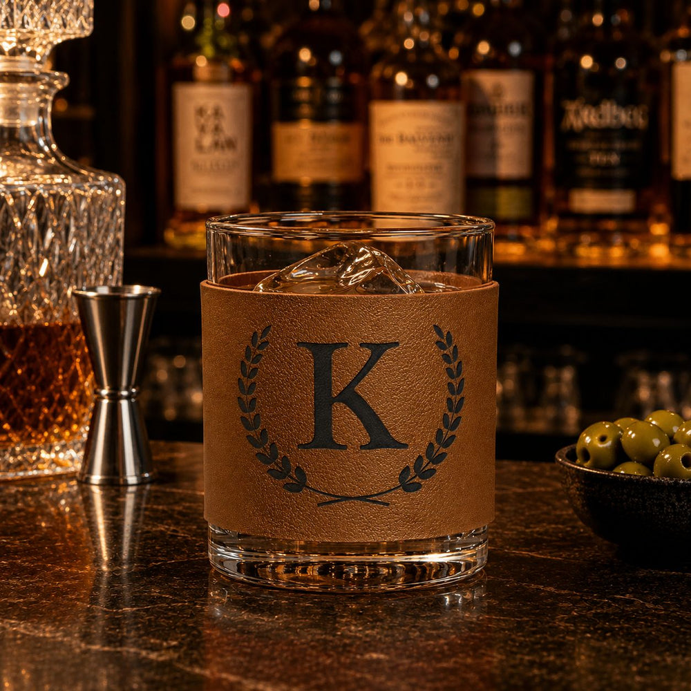 Vintage Monogram Custom Name - Personalized Whiskey Glass