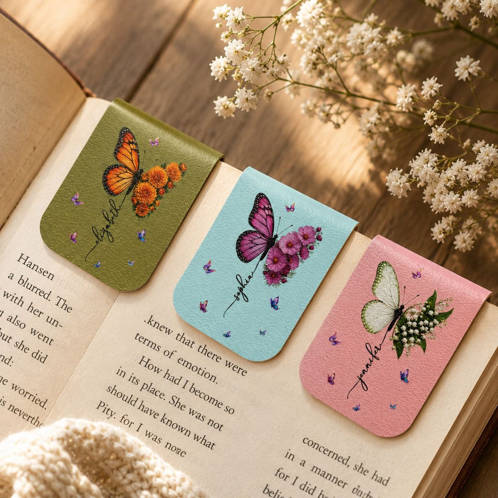 Butterfly Birth Flower Gift For Self, Friends, Daughter - Personalized Bookmark | Cute Floral Gift