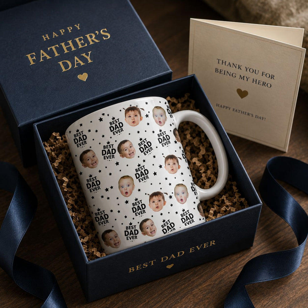 Best Dad Ever Custom Funny Kid Face Father's Day Gift For Dad, Husband, Grandpa - Personalized Mug | Gift For Dad & Grandpa