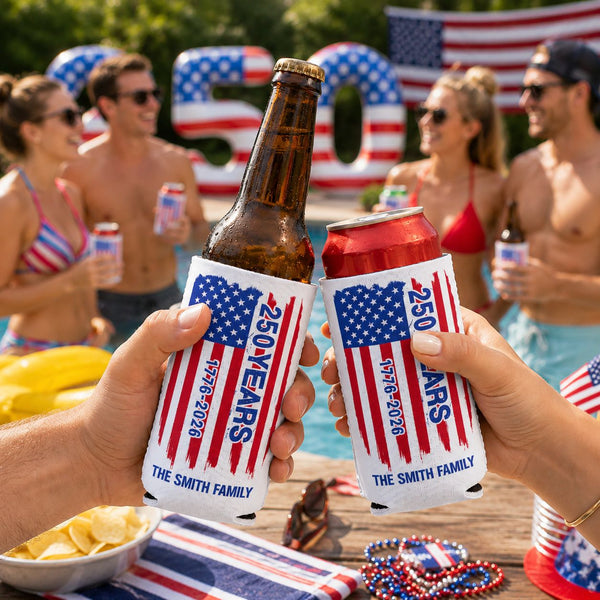 USA 250 Years Celebration Patriotic Gift - Personalized Can Cooler