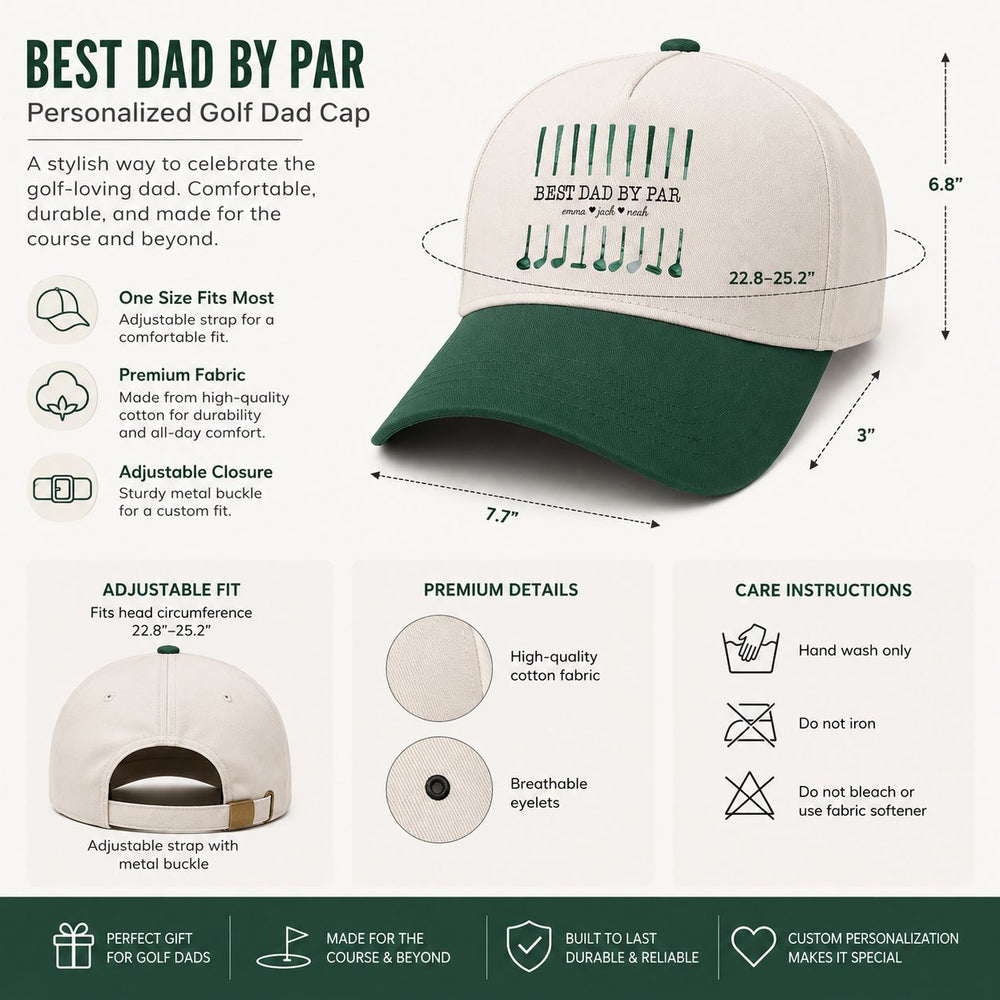 Best Dad By Par Custom Name Golf Dad - Personalized Classic Cap