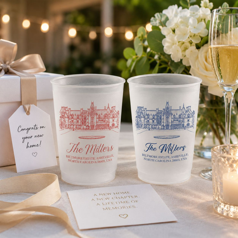Custom Photo Wedding Venue Illustration - Personalized Cups