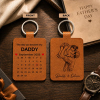 The Day You Became My Dad Sketch Line Art Father's Day Gift For Him - Personalized Keychain | Gift For Dad
