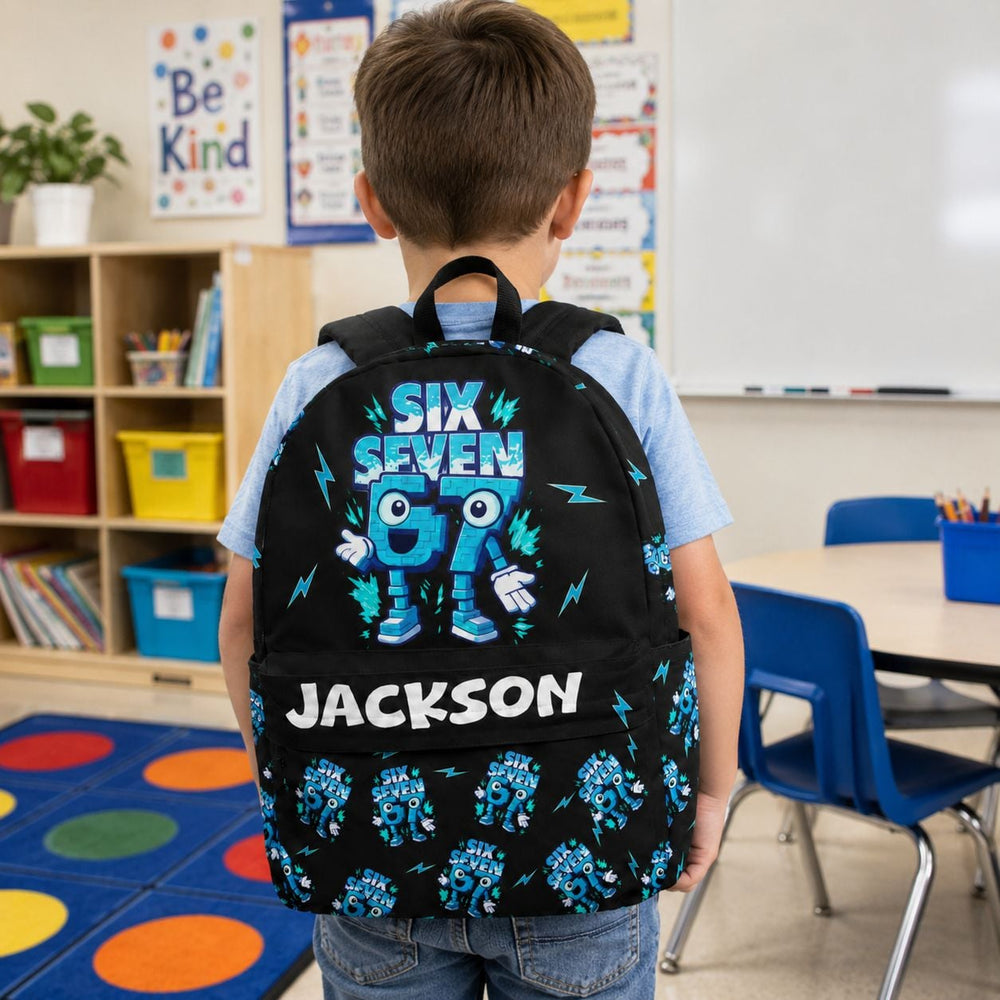67 Brainrot Kid Gaming - Personalized Backpack | Funny Gamer School Bag