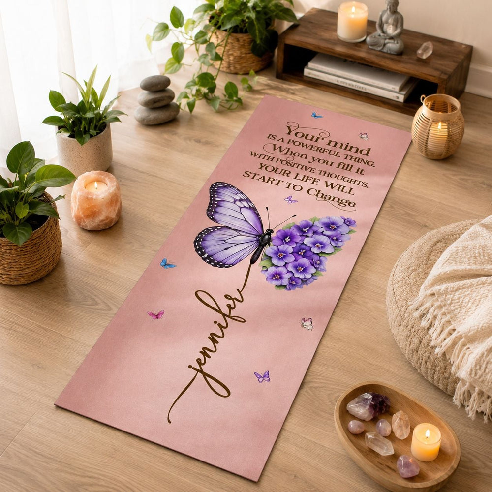 Your Mind Butterfly Birth Month Flower - Personalized Yoga Mat