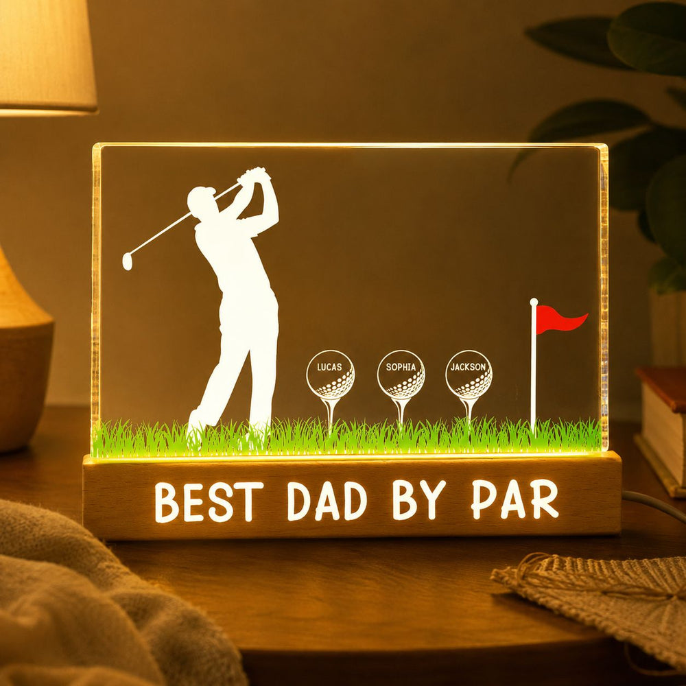Best Dad By Par Custom Name Golf Dad - Personalized Night Light