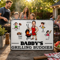 Dad' Grilling Buddies Funny Father's Day Gift - Personalized Metal Sign | BBQ Dad Gift