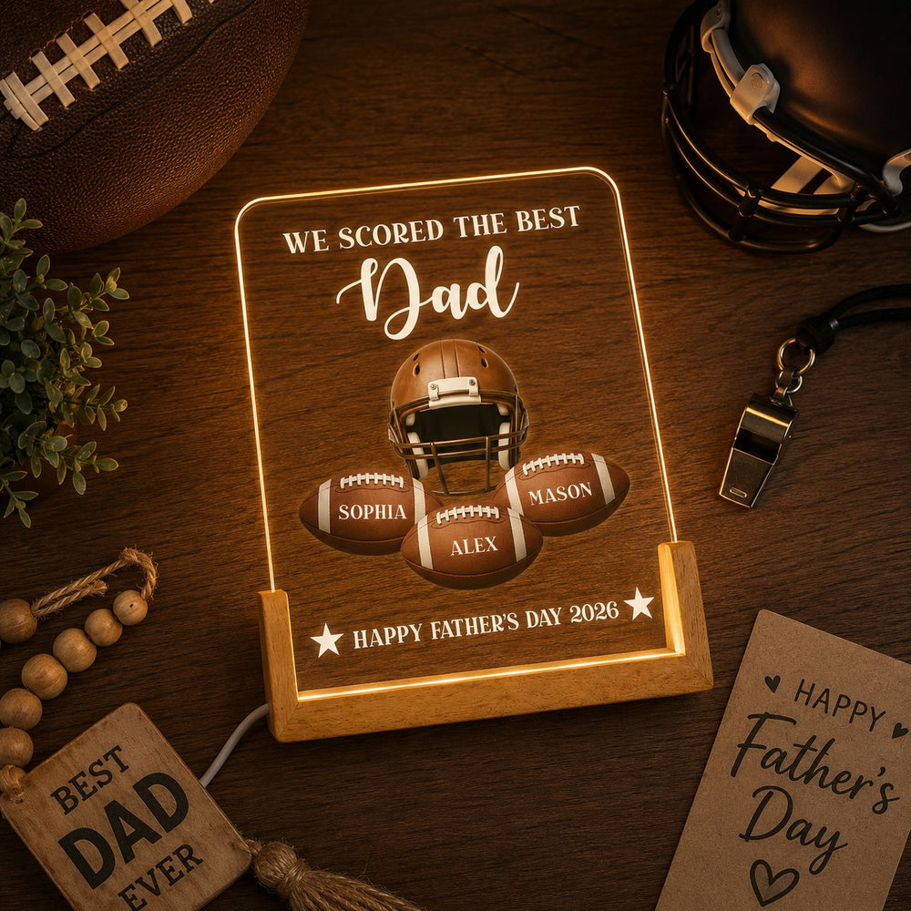 Football Dad We Scored The Best Dad - Personalized Night Light
