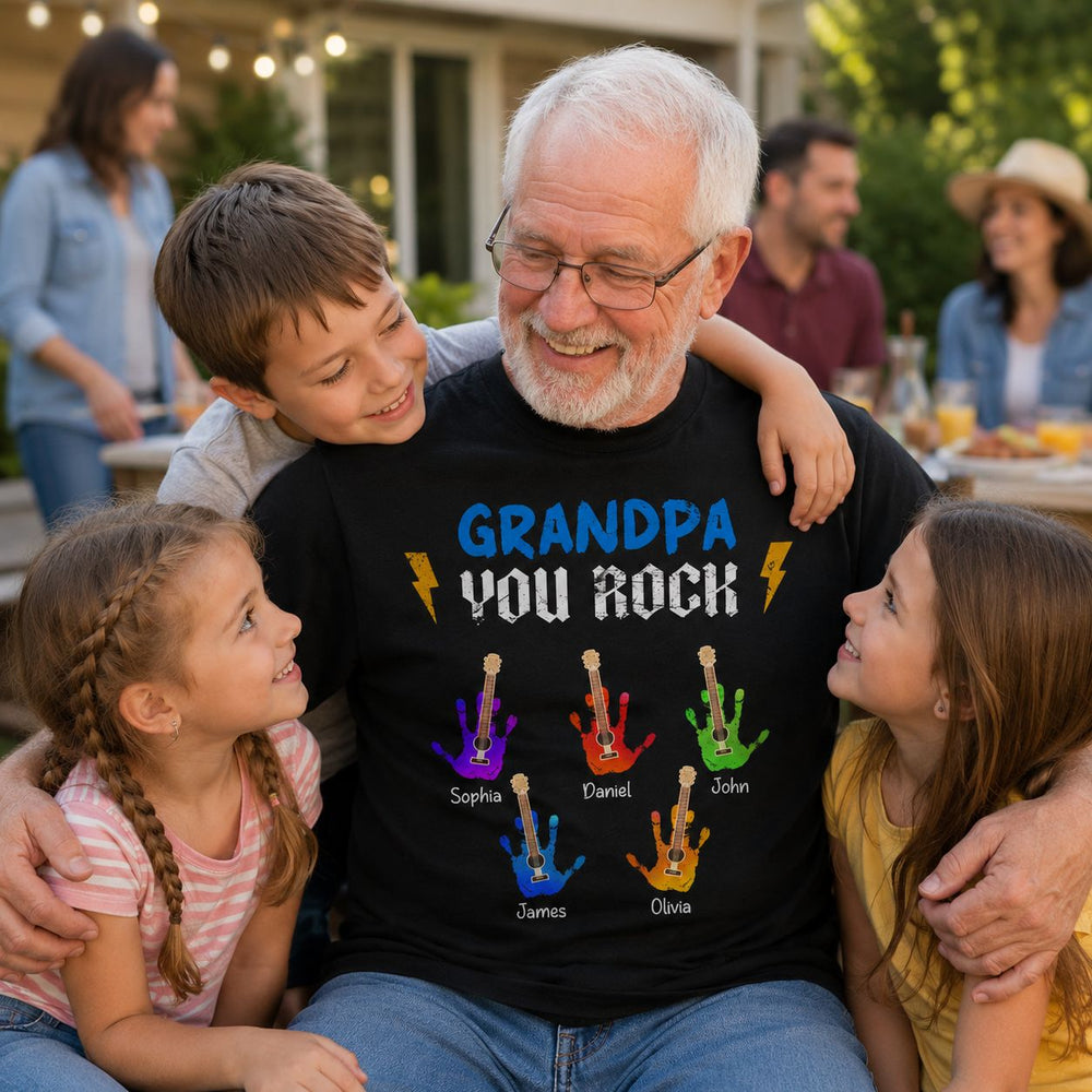Grandpa You Rock - Personalized Shirt - Gift For Grandpa