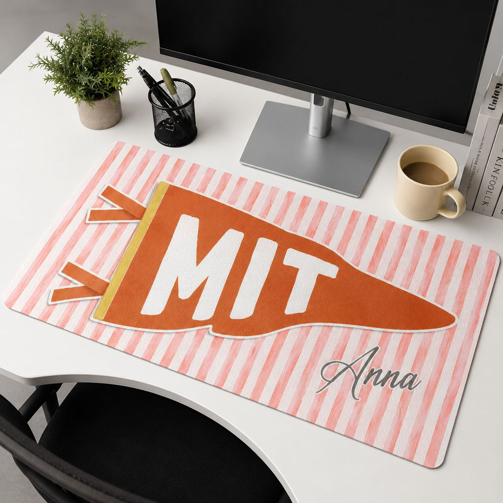Custom School Pennant Flag - Personalized Desk Mat | Personalized College Spirit Gaming Mouse Pad