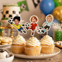 Custom Face Gift For Soccer Kids - Personalized Cupcake Toppers | Fun Soccer Party Decor