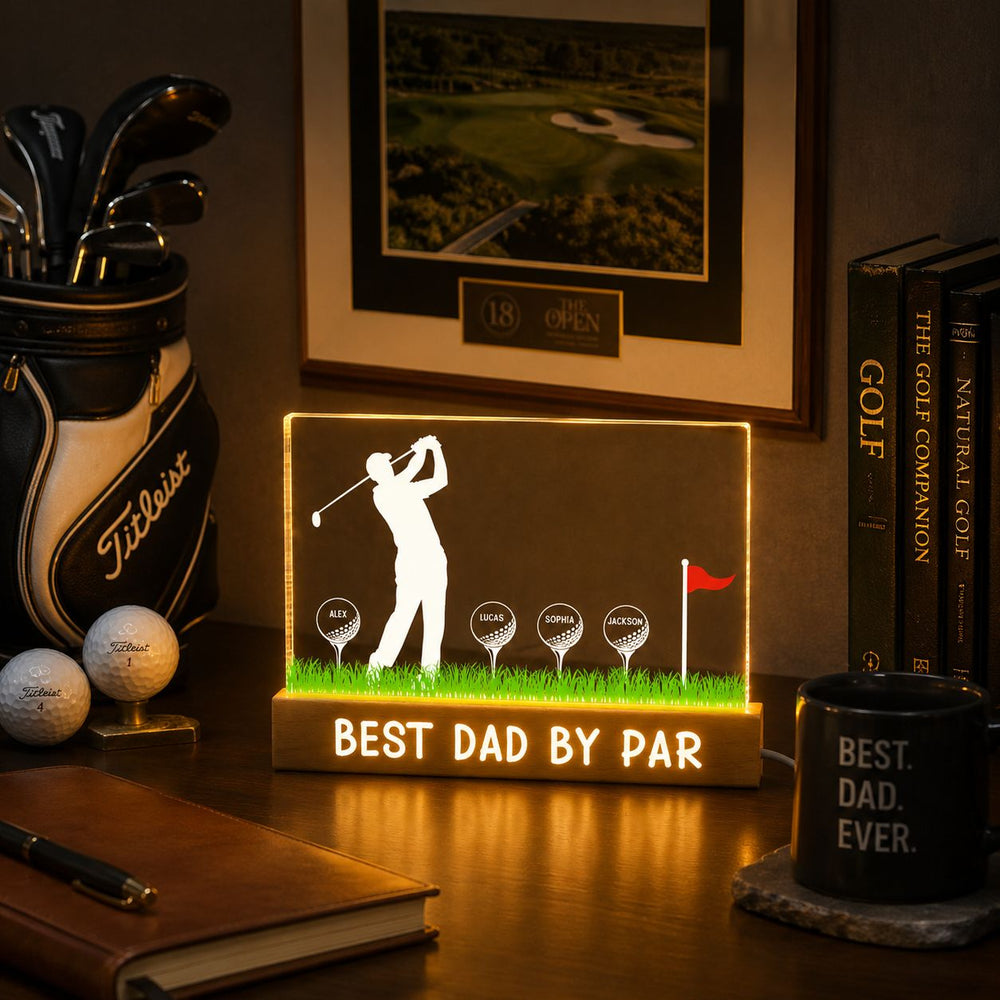 Best Dad By Par Custom Name Golf Dad - Personalized Night Light