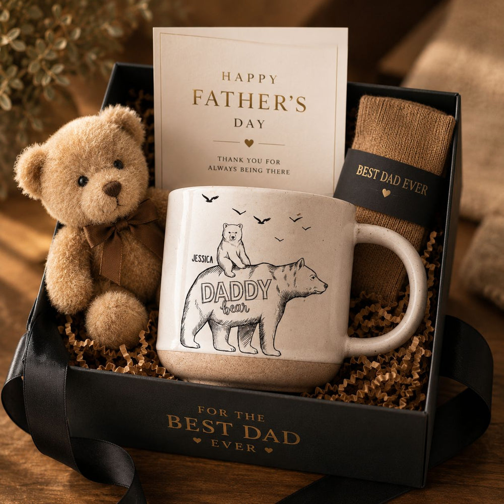 Papa Bear Sketch Art Custom Father's Day Gift For Dad, Husband, Grandpa - Personalized Mug | Meaningful Papa Bear
