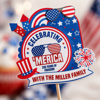 Celebrating 'Merica Est. 1776 - Personalized Cupcake Toppers | Patriotic Party Decorations For Independence Day