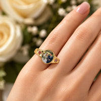 Custom Photo Ring With Birthstones Gift For Her - Personalized Ring | Meaningful Jewelry Gift