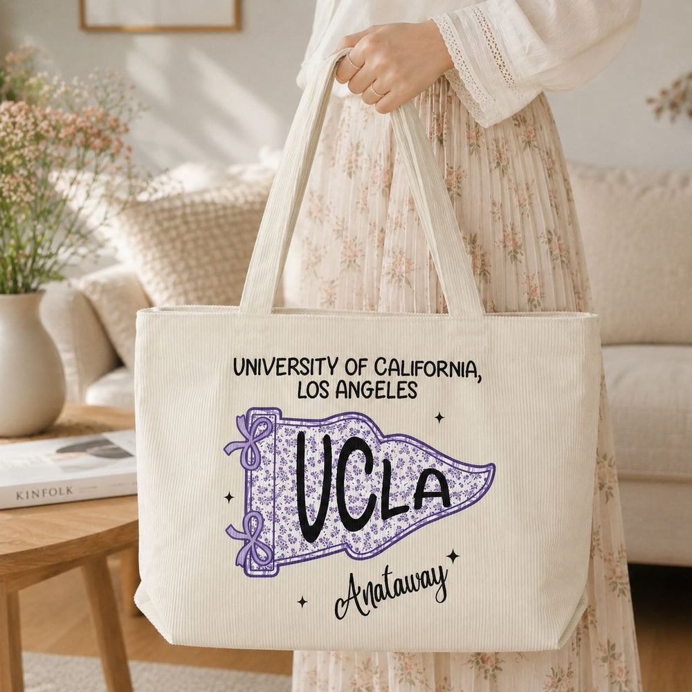 Pennant Flag Custom School Name - Personalized Tote Bag | Cute Back To School Gift For Students