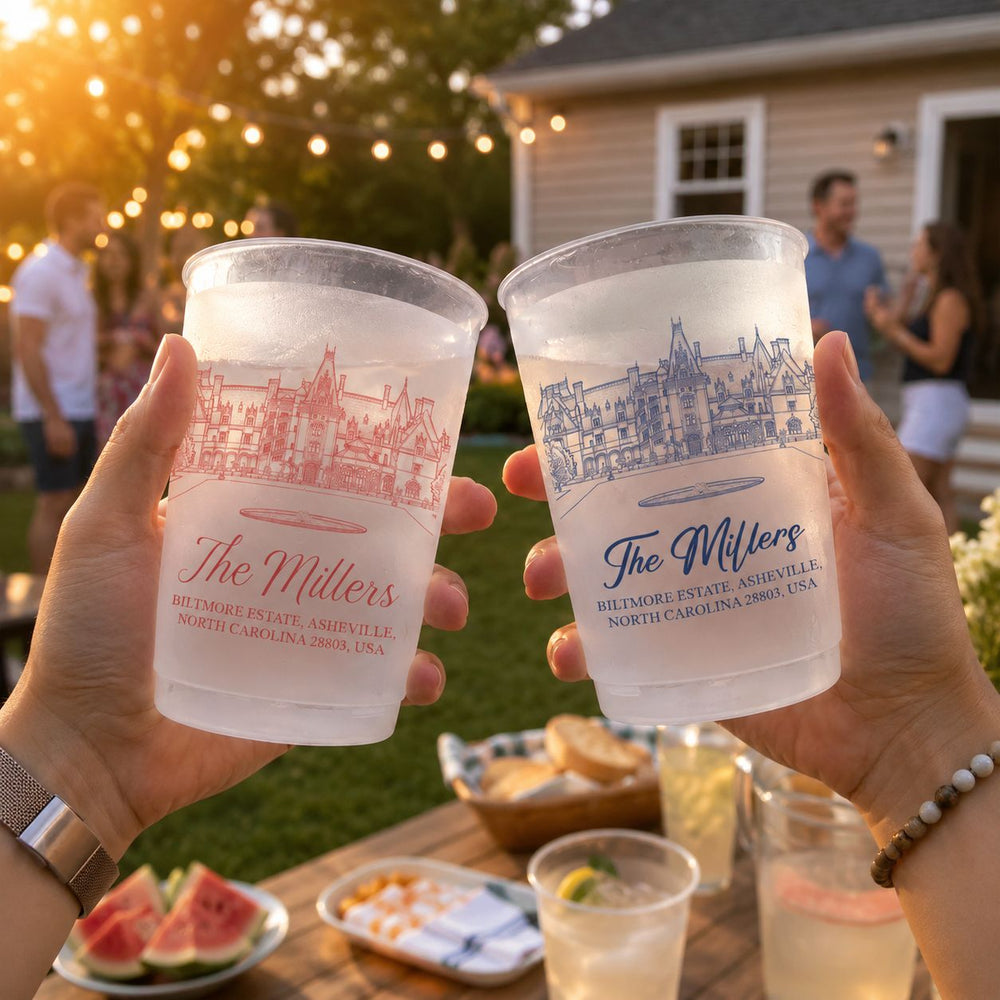 Custom Photo Wedding Venue Illustration - Personalized Cups