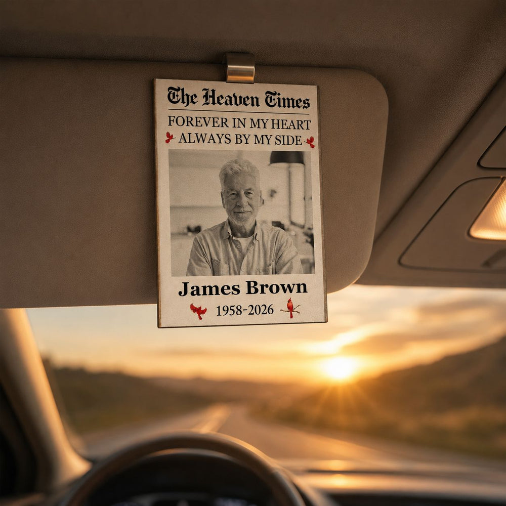 My Guardian Angel Rides Shotgun - The Heaven Times - Personalized Car Visor Clip | Memorial Driving Keepsake Gift For Loved Ones