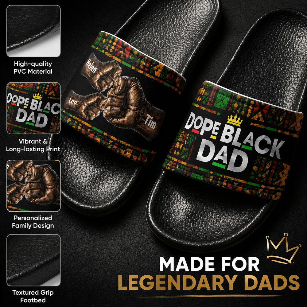 Dope Black Dad, Dope Dad Father's Day Gifts - Fist Bumps - Personalized Sandals | Cool Dad Gift