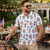 Best Dad Ever USA Flag - Personalized Polo Shirt | Custom American Flag Father’s Day Golf Polo