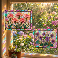 Birth Flower Mother-Of-Pearl Home Decor - Personalized Window Hanging Suncatcher | Floral Decor Gift