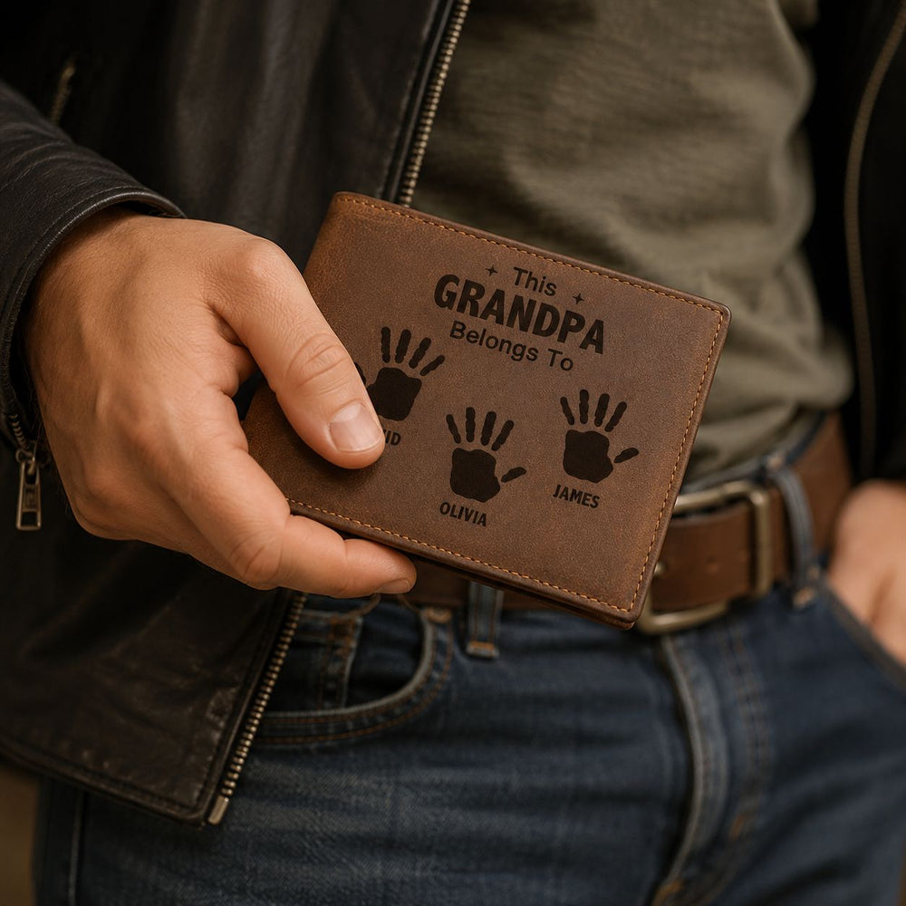 This Grandpa Belongs To We Love You - Personalized Leather Wallet