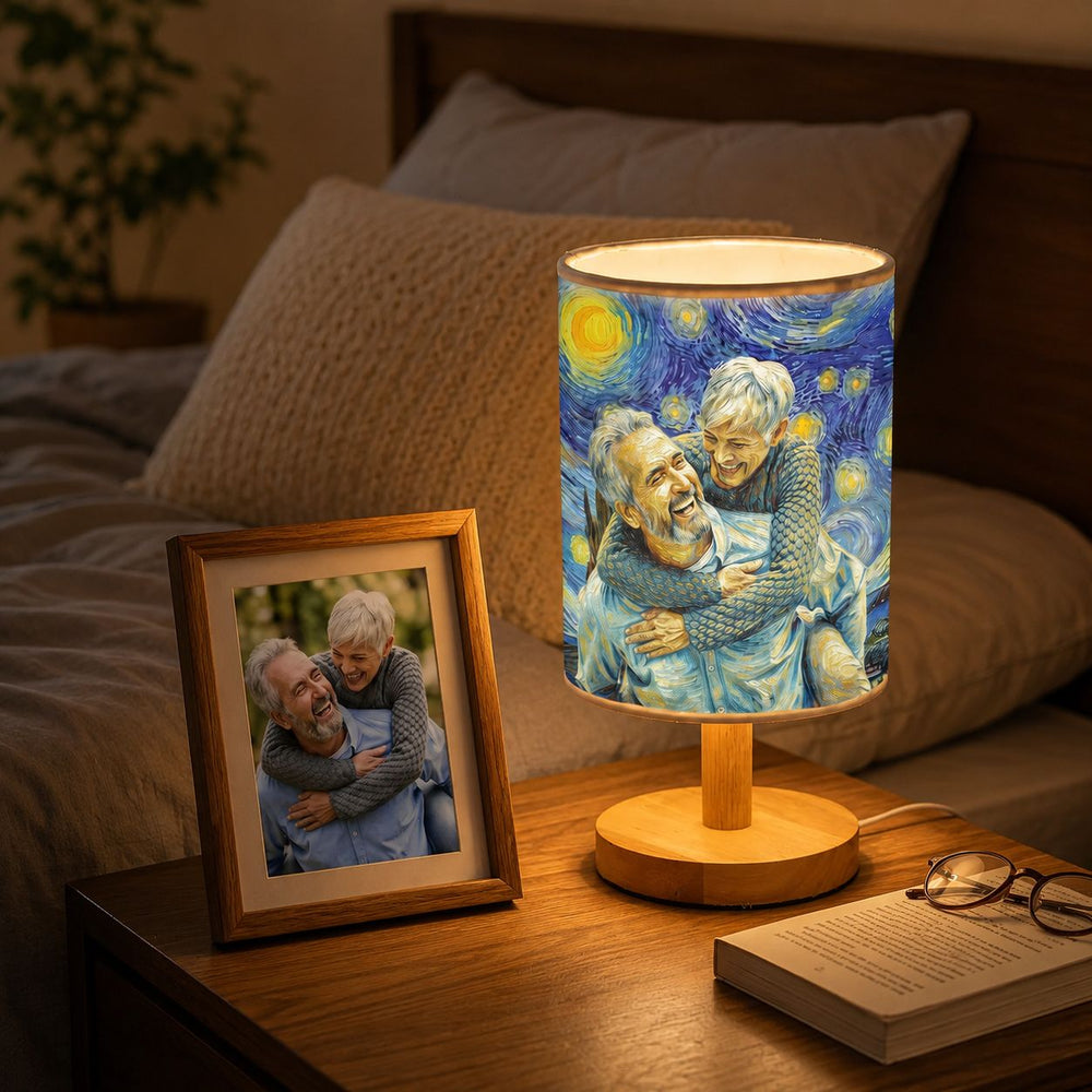 Custom Couple Photo Van Gogh Art - Personalized Fabric Lamp