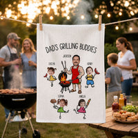 Dad's Grilling Buddies Father's Day Gift For Dad, Husband - Personalized Kitchen Towel | Fun BBQ Gift From Kids For Dad