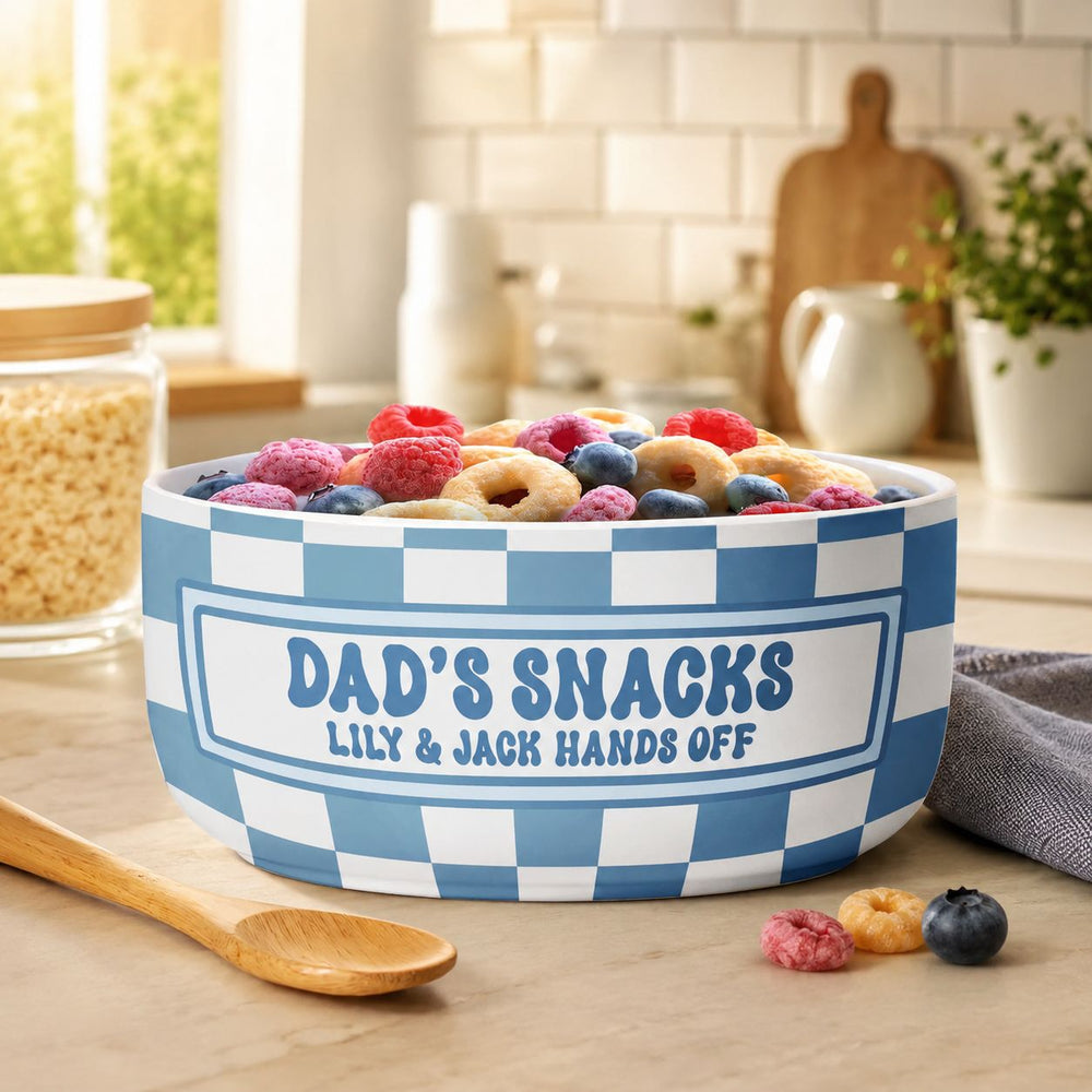 Hands Off His Snacks Dad Grandpa - Personalized Ceramic Bowl