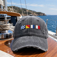 Custom Name In Nautical Flags - Personalized Cap | Coastal Style Gift