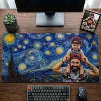 Custom Photo Van Gogh Art Father's Day Gift For Dad, Husband - Personalized Desk Mat | Artistic Dad Gift