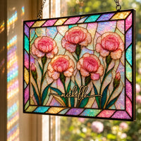 Birth Flower Mother-Of-Pearl Home Decor - Personalized Window Hanging Suncatcher | Floral Decor Gift