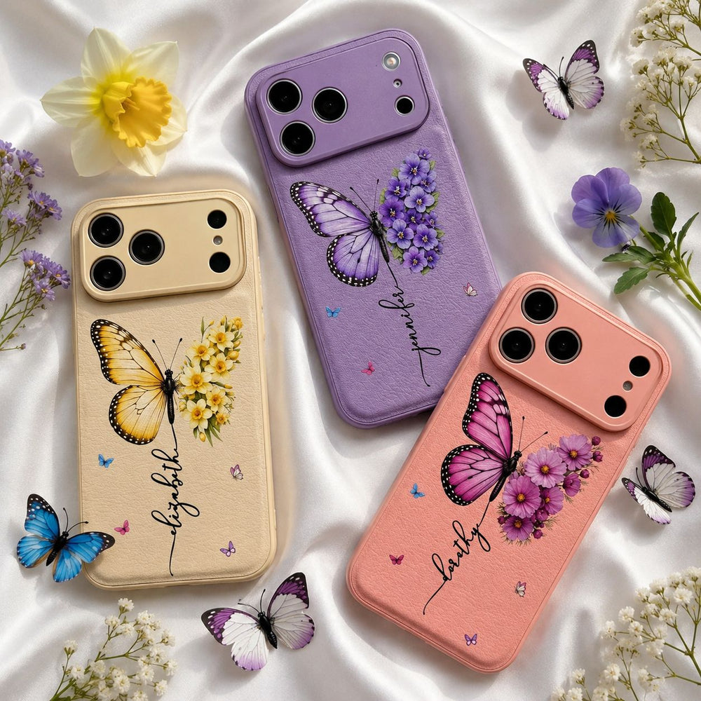 Custom Birth Flower & Name Butterfly - Personalized Phone Case | Floral Phone Gift